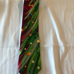 J. Garcia Red and Green Artistic Tie, Trees Collection Sixty